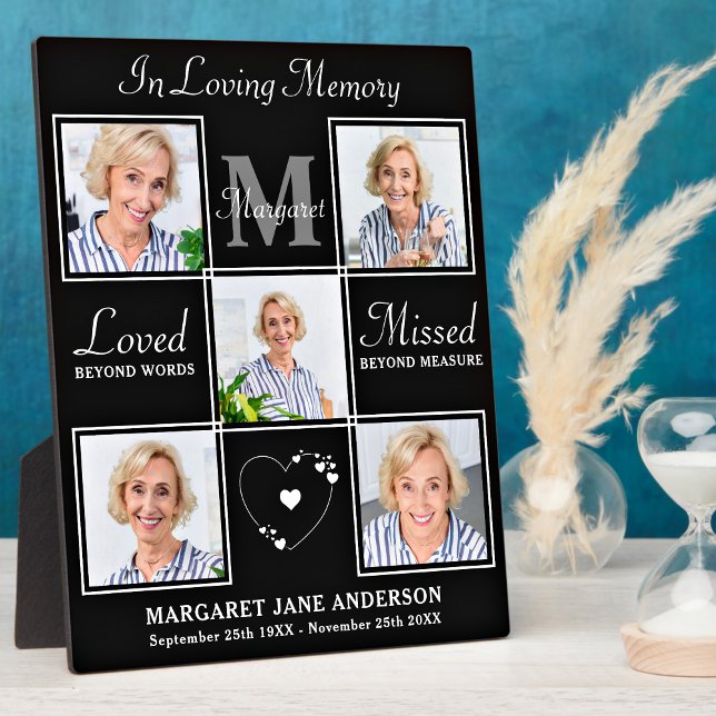 Elegant In Loving Memory 5 Photo Collage Memorial  Plaque (Creator Uploaded)