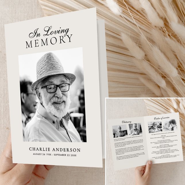 Elegant In Loving Memory 7-Photo Memorial Program (Creator Uploaded)