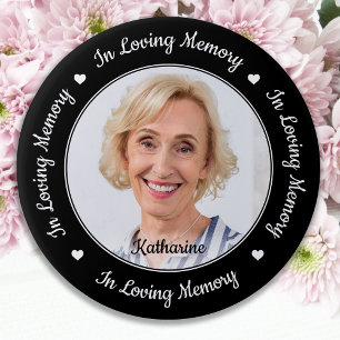 Elegant In Loving Memory Custom Photo Memorial 3 Inch Round Button