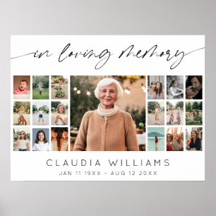 Elegant In Loving Memory Funeral 19 Photo Collage  Poster