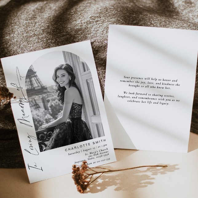 Elegant In Loving Memory Funeral Simple Photo Invitation (Creator Uploaded)
