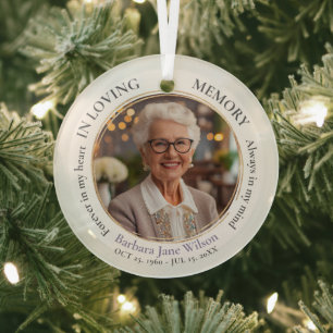 Elegant In Loving Memory Memorial Funeral Keepsake Glass Ornament