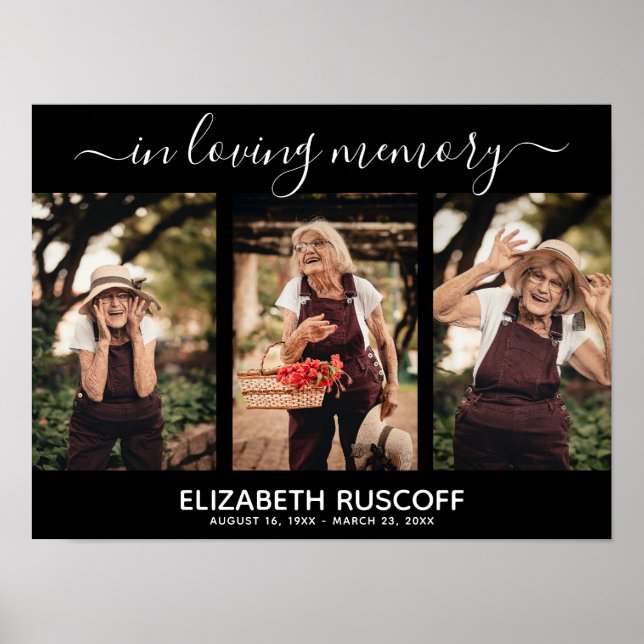 Elegant In Loving Memory Memorial Photo Collage Poster (Front)