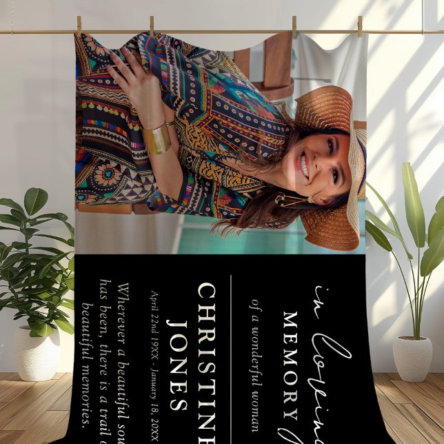 Elegant In Loving Memory Memorial Photo  Fleece Blanket (Creator Uploaded)