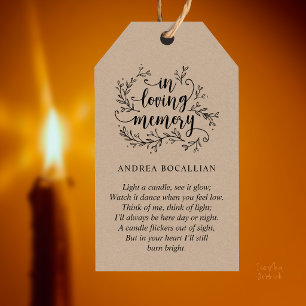 Elegant In Loving Memory Memorial Poem Candle Gift Tags