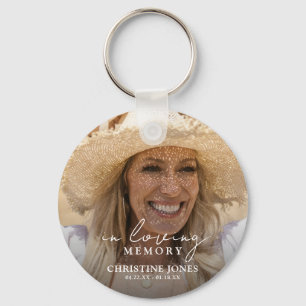 Elegant In Loving Memory Memorial Tribute Photo Keychain