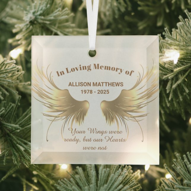 Elegant in Loving Memory of Memorial Glass Ornament (Insitu)