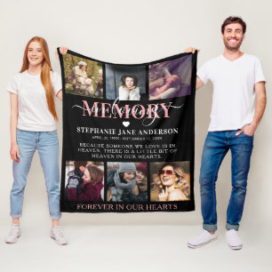 Elegant In Loving Memory Photo Collage Memorial Fleece Blanket