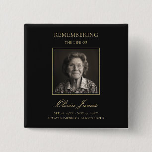 Elegant in Loving Memory Photo Funeral 2 Inch Square Button