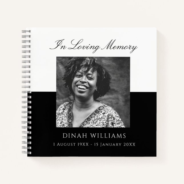 Elegant In Loving Memory Photo Funeral Guest Book (Front)