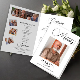 Elegant In Loving Memory Photo Funeral Program Flyer