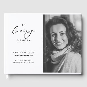 Elegant In Loving Memory Photo Memorial Funeral Guest Book