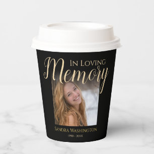 Elegant In Loving Memory Photo Memorial Paper Cups