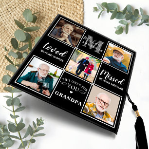 Elegant In Memory Personalized 5 Photo Memorial Graduation Cap Topper