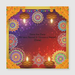 Elegant Indian Rangoli Save the Date Magnet