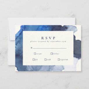 Elegant Indigo Abstract Watercolor Wedding Meal RSVP Card