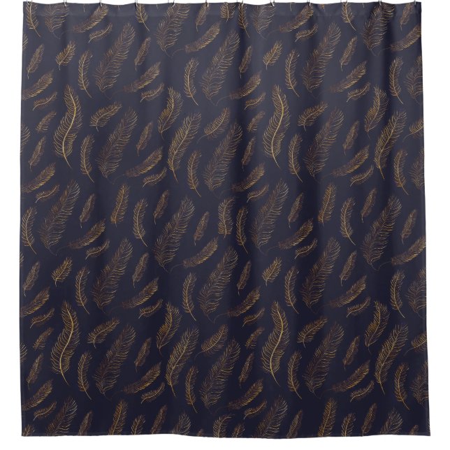 Elegant Indigo and Gold Feather (Front)