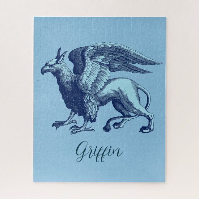 Elegant Indigo Blue Griffin - Legendary Beast Jigs Jigsaw Puzzle (Vertical)