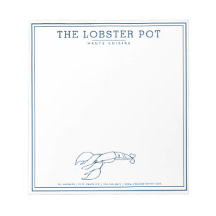 Elegant Indigo Blue Lobster / Seafood Restaurant Notepad