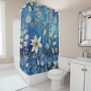 Elegant Indigo Blue Winter Botanical