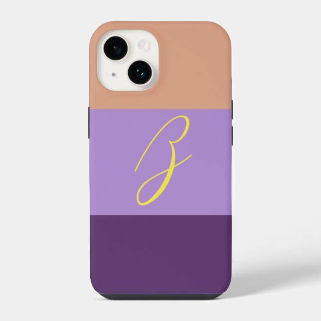 Elegant Indigo Colorblock Monogram Initial Letter iPhone Case (Back)