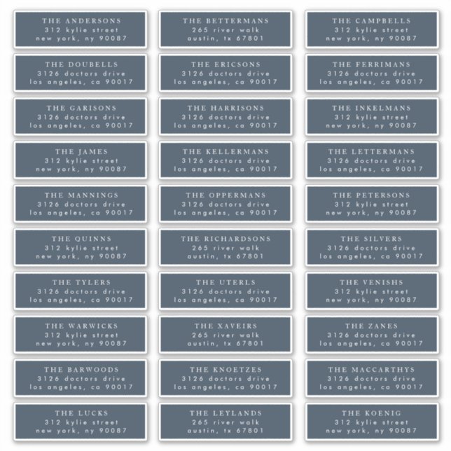 Elegant Individual Blue Guest Address Wedding (Front)