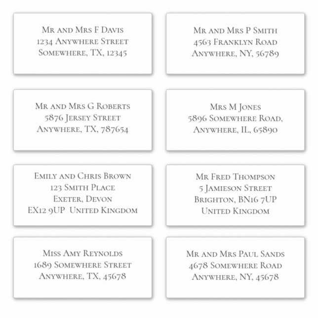 Elegant Individual Guest Name and Address Shipping (Front)