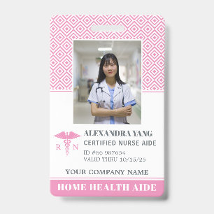 Élégant Infirmière rose Infirmière Badge photo