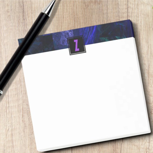 Elegant Initial Letter Monogram | Luminous Blue Post-it Notes (Monogram 40 sheet Post-It Notepad)