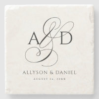 Elegant Initial Script Monogram Classic Newlywed