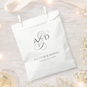 Elegant Initial Script Monogram Classic Wedding Favour Bag