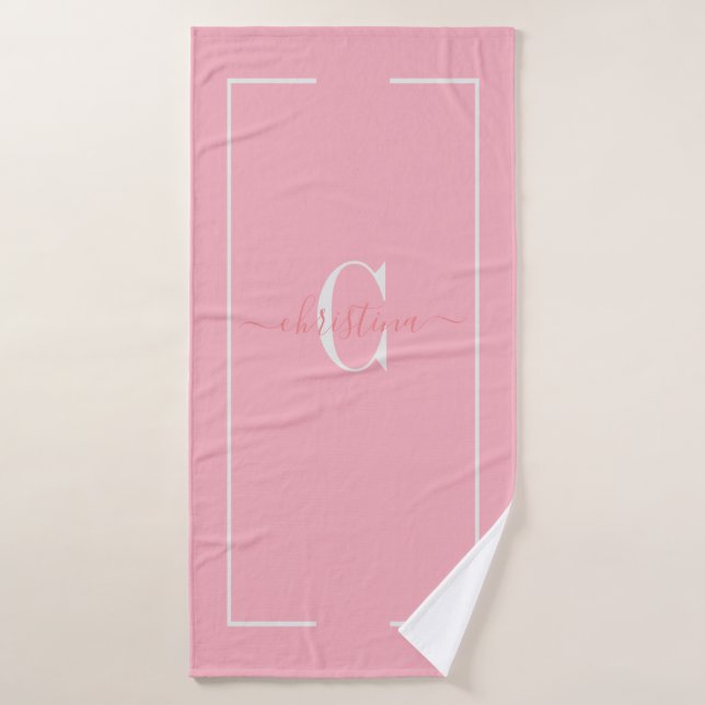 Élégant Initiales Monogramme Bébé rose Bain Tow (Serviette de bain)