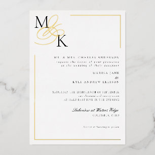 Elegant Initials Classic Wedding Foil Invitation