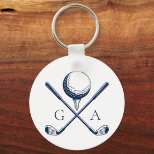 Elegant Initials Custom Golf Gift- Modern Monogram Keychain