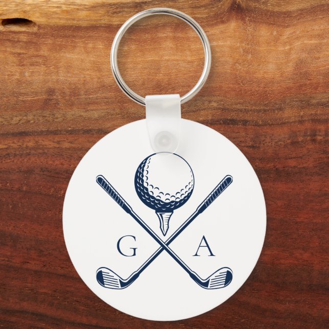 Elegant Initials Custom Golf Gift- Modern Monogram Keychain (Front)