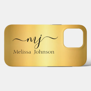 Elegant initials on gold   iPhone 13 pro case
