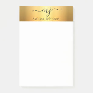 Elegant initials on gold   post-it notes