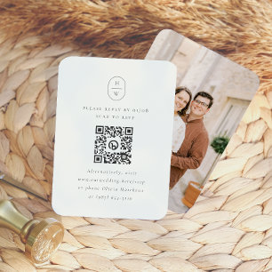 Elegant Initials Photo QR Code Wedding RSVP Enclosure Card