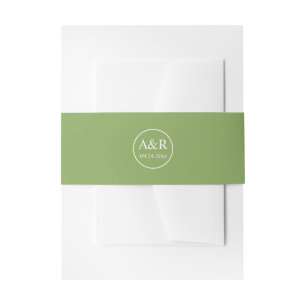 Elegant initials simple green wedding invitation belly band