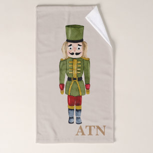 Elegant initials traditional nutcracker bath towel set