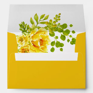 Elegant initials yellow flowers fall wedding envelope