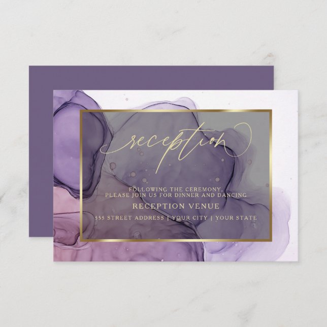 Elegant Ink Rose Plum  Reception  Invitation (Front/Back)