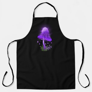 Elegant Inky Cap Glowing Purple Mushroom Apron