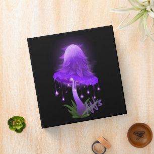 Elegant Inky Cap Glowing Purple Mushroom Binder