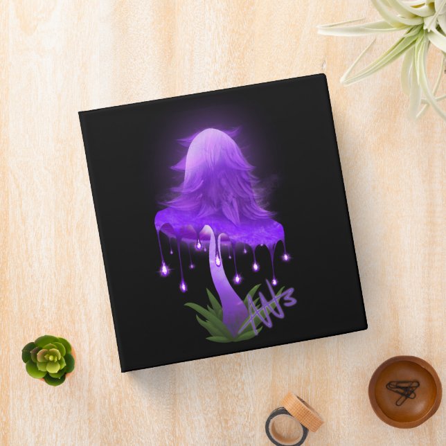 Elegant Inky Cap Glowing Purple Mushroom Binder (In Situ)