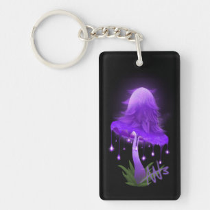 Elegant Inky Cap Glowing Purple Mushroom Keychain