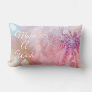 Elegant Inspirational Dandelion Make A Wish Lumbar Pillow