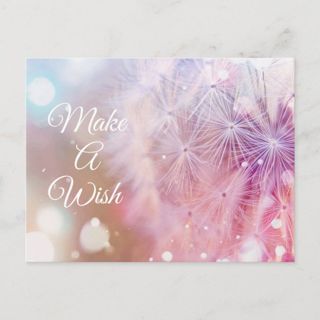 Elegant Inspirational Dandelion Make A Wish Postcard (Front)