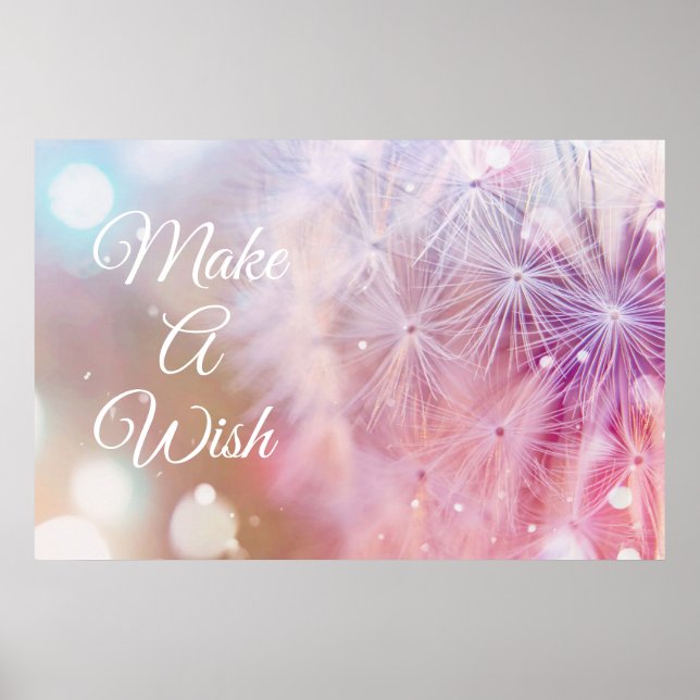 Elegant Inspirational Dandelion Make A Wish Poster (Front)