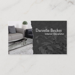 Elegant Interior Decorator Business Card Grey